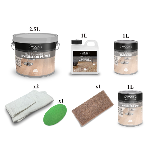 Kit Saving: DC076 (a) Woca Invisible Oil system, oak and other hardwoods, work by hand, furnishings or other surfaces less than 5m2  (DC)